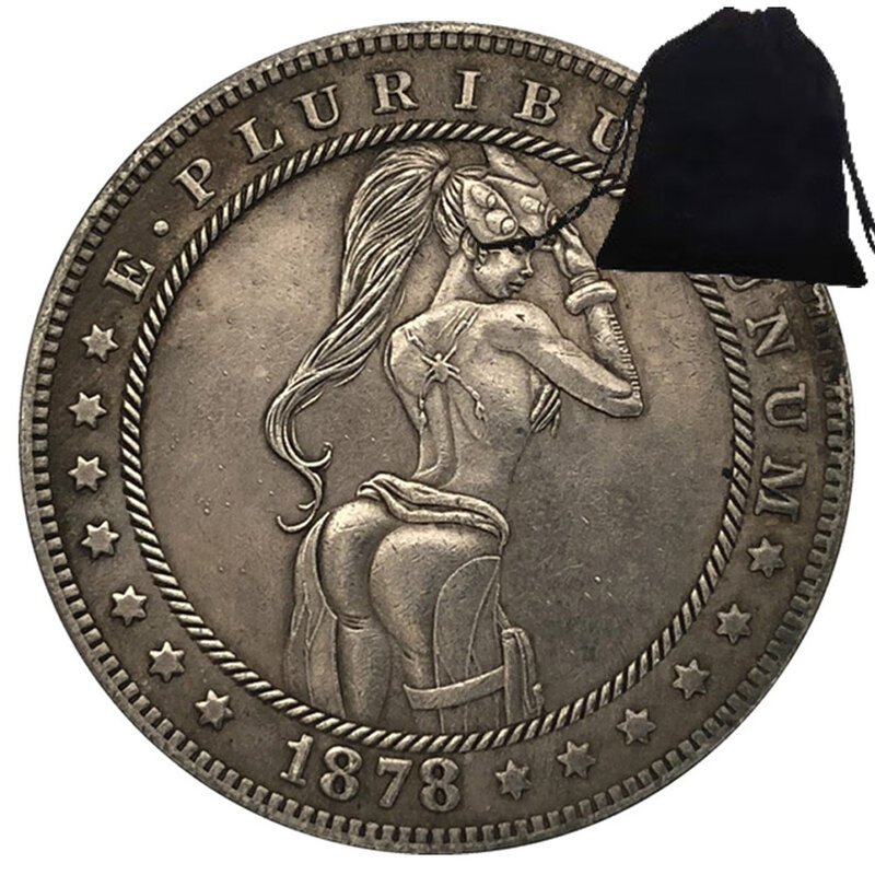Mewah Liberty gadis besar satu dolar 3D seni pasangan koin saku keputusan lucu koin peringatan koin Beruntung + tas hadiah