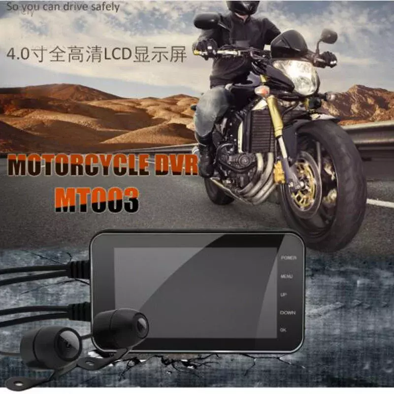 Mt003 4 "Scherm Waterdichte Motorfiets Ips Wifi Dash Cam Moto Dvr Camera Hd 1080P Voor Achter Dual-Lens G-Sensor Videorecorder