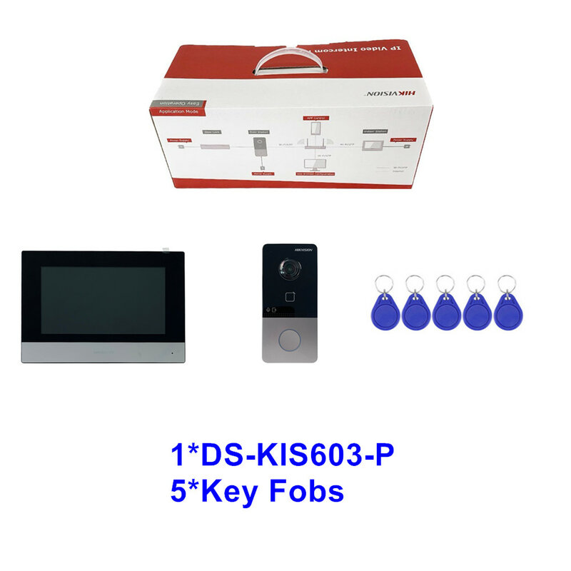Hik-IP Video Intercom Kit com 7-Polegada Tela do monitor, campainha, DS-KV6113-WPE1, DS-KIS603-P(C), WIFI, porta de desbloqueio, DS-KH6320-WTE1