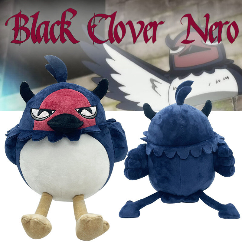 NEW 25cm Black Clover Plug Nero Plush Toy Black Four-leaf Clover Crow Bird Stuffed Plush Doll For Kid Halloween Gift