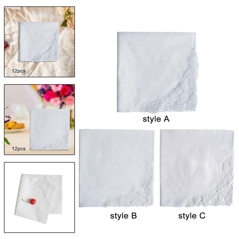 12x White Handkerchief DIY 35cm Wedding Hankies for Casual Formal Birthday