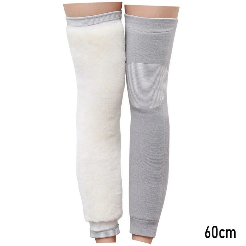 1 par de cashmere joelheiras inverno quente feminino masculino duplo grosso lã proteção joelho mais veludo frio equipamentos de proteção melhores presentes