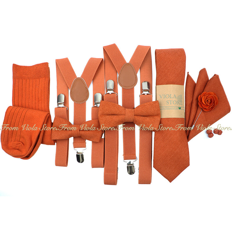 Conjunto de calcetín con tirantes para hombre y niño, juego de lazo ajustable de hoja de arce, Color sólido, 2,5 cm, novedad