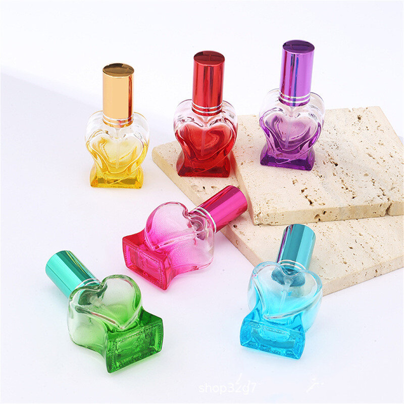Botella de Perfume de vidrio de colores, botellas de Spray vacías, contenedor dispensador de Cosméticos líquidos de aceite esencial, 10ML