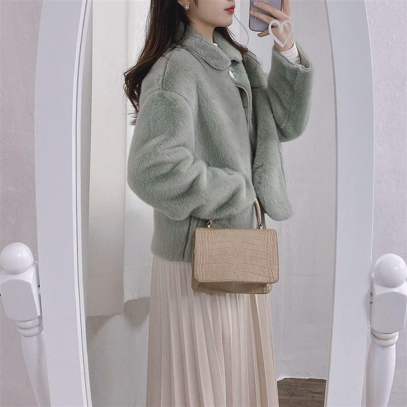 Mink Fleece Faux Fur Coat Office Lady  Korean Fashion College Girls Short Coat Autumn Winter Light Warm Design