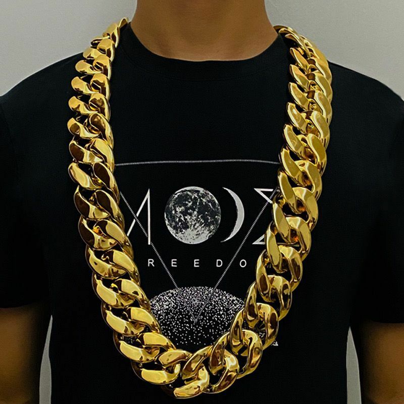 Hip Hop Gold Color Big Chunky Chain Necklace For Men Punk Oversized Large Plastic Link Chain Men's Jewelry festival Kid gift Toy
