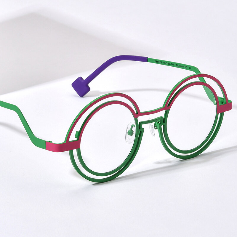 FONEX-نظارات مستديرة من التيتانيوم الخالص للرجال والنساء ، نظارات ملونة ، نظارات عتيقة ، جديدة ، F85823 ،
