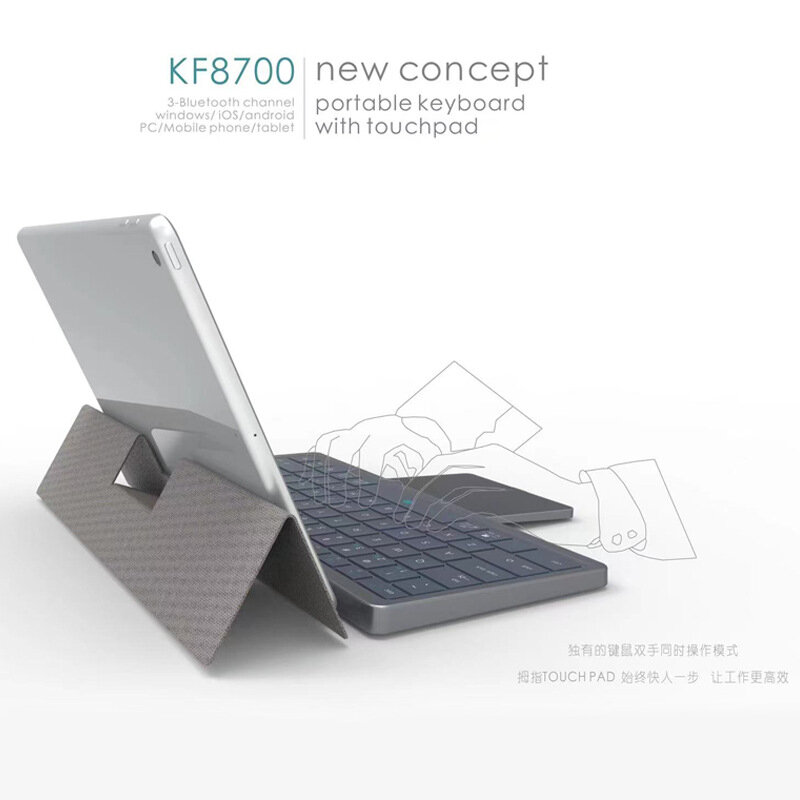 Novo portátil sem fio bluetooth teclado universal para tablet telefone computador com suporte de couro do plutônio escondido touchpad 78 teclas