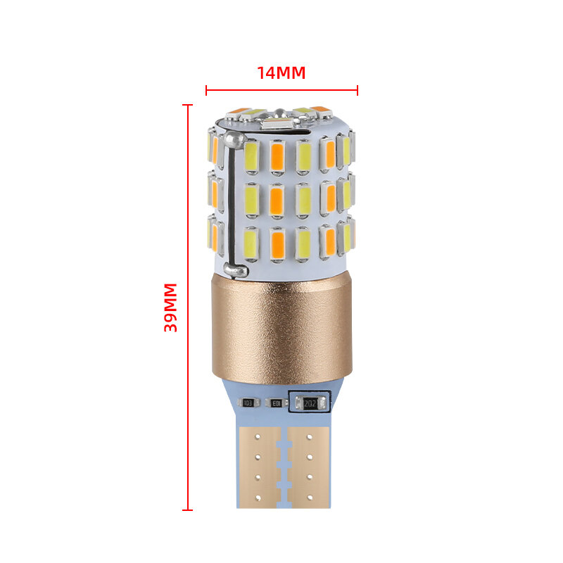 Lampu sein LED sepeda motor mobil Mode ganda, lampu sein T10/lampu taman warna putih Amber + kuning D13.5 * 40mm