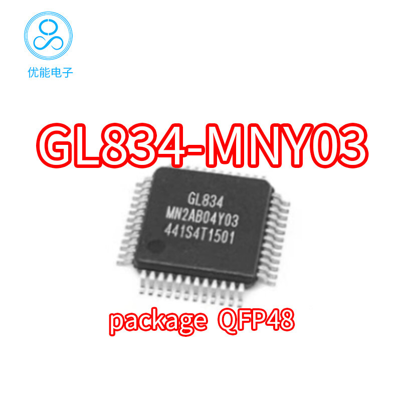 Chip importado GL834-MNY03, controlador de lector de tarjetas, embalaje SMT, GL834, QFP48