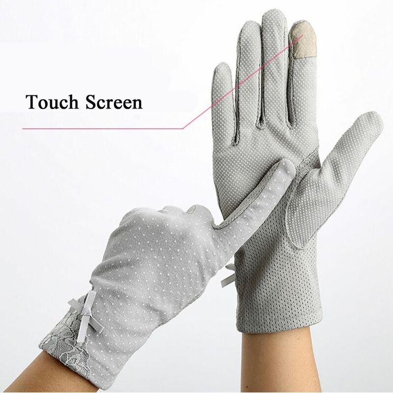 Женские весенние эластичные противоскользящие перчатки для вождения с защитой от УФ-излучения, кружевные перчатки, солнцезащитные перчатки