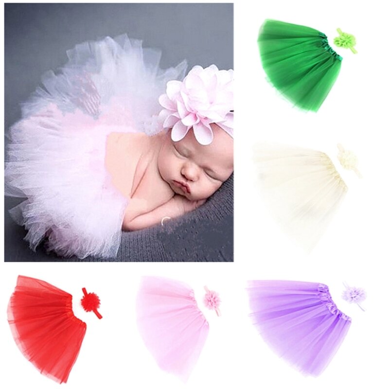Baby Photo Props Princess Costume Hairclip & Skirt Newborn New Year Photo Clothes Pilling Resistant Unisex