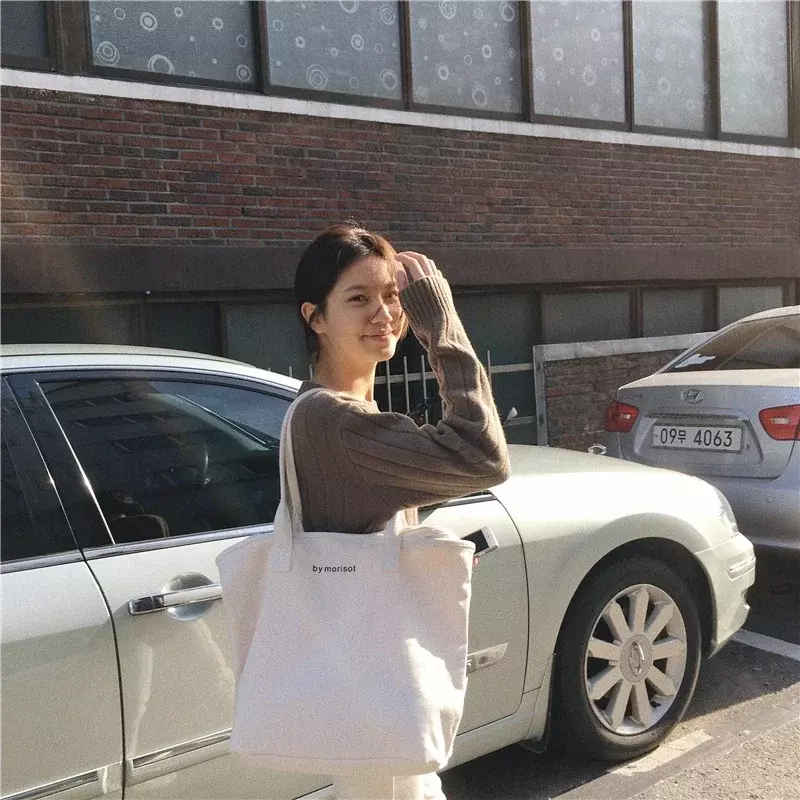 Tlbq01 Frauen Leinwand Einkaufstasche Mode koreanische Student Baumwoll tuch einkaufen lässig Dame Schulter groß
