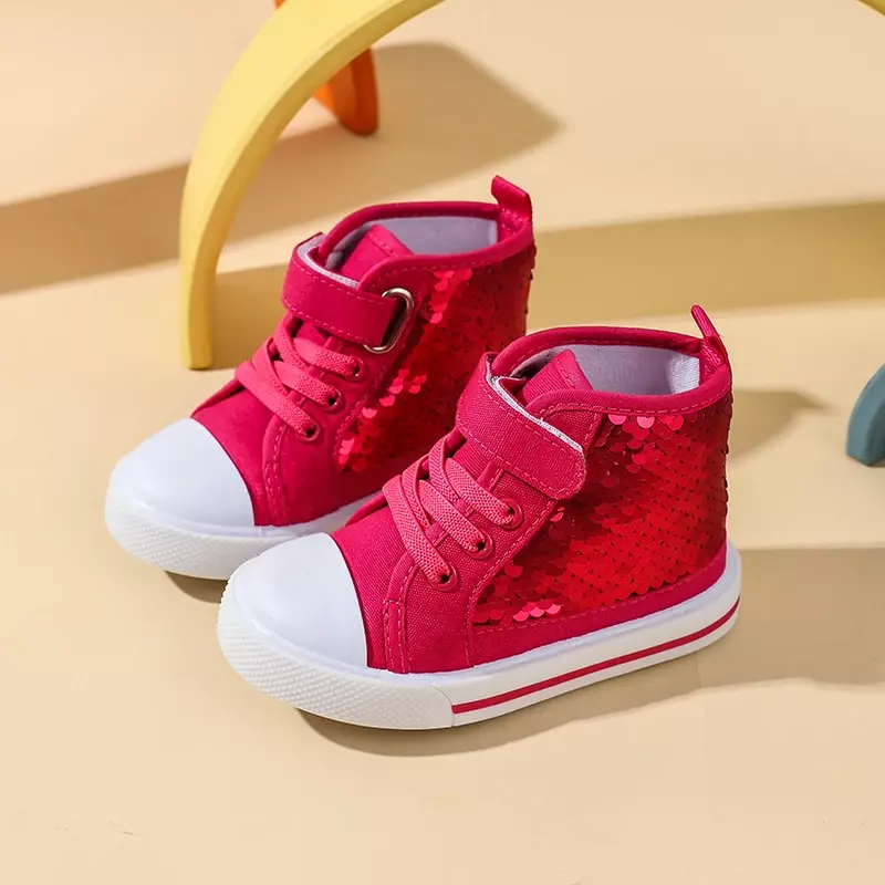 Детская обувь с блестками, модные ботинки для девочек, демисезонные детские спортивные кроссовки, удобная холщовая повседневная обувь