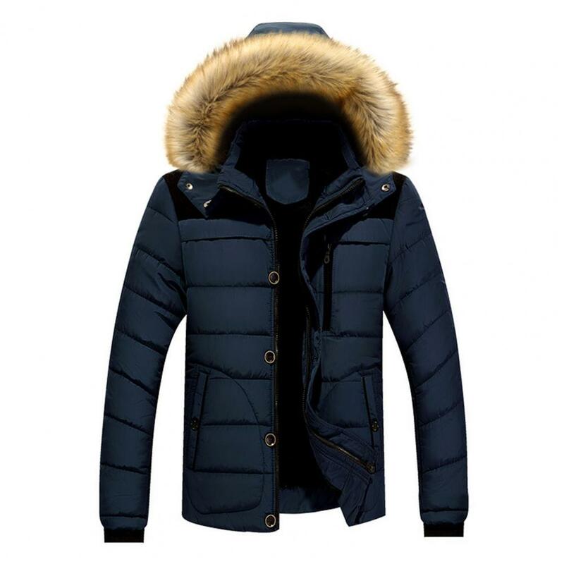 Mantel Musim Dingin Ekstra Tebal Sangat Hangat Empuk Jaket Pria Kerah Tinggi untuk Luar Ruangan