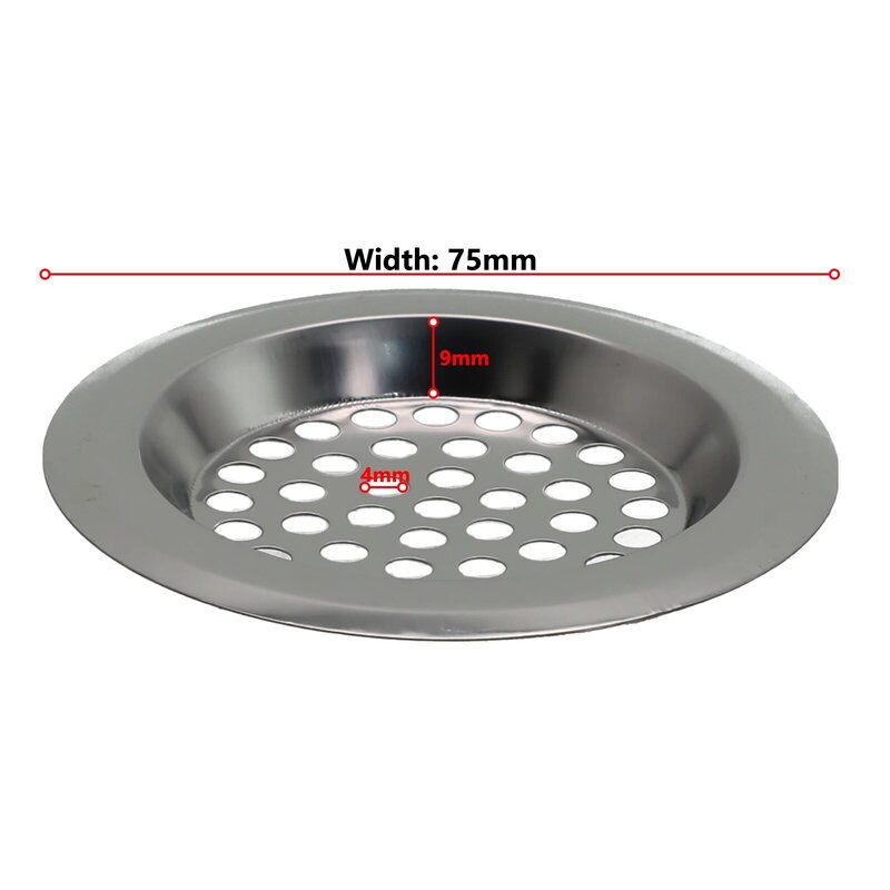 1pcs 60/75mm In Diameter Stainless Steel Hair Filter Circle Vent Grille Cover Sink Strainer Stopper Mesh Sink Drain Colanders