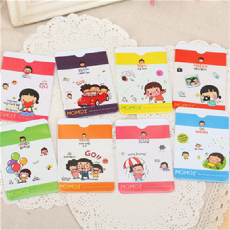 DLKorean Momo girl-Conjunto de tarjeta doble, paquete de tarjeta de autobús, conjunto de banco, Taobao, arte bonito, regalo pequeño, estudiantes y suministros de oficina