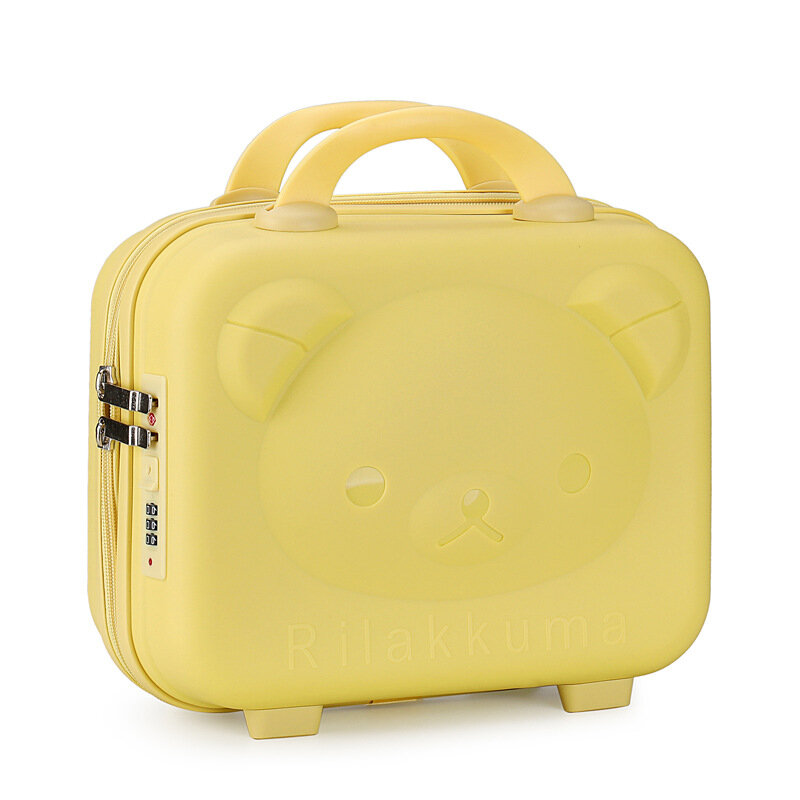 Pequena bagagem maquiagem caixa, urso dos desenhos animados, caixa de senha bonito, leve, Mini, 14 ", 010