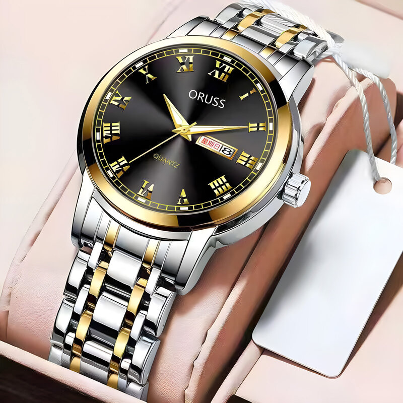 Мужские модные часы, минималистичные светящиеся Легко читаемые часы с стальным ремешком, часы для работы и офиса