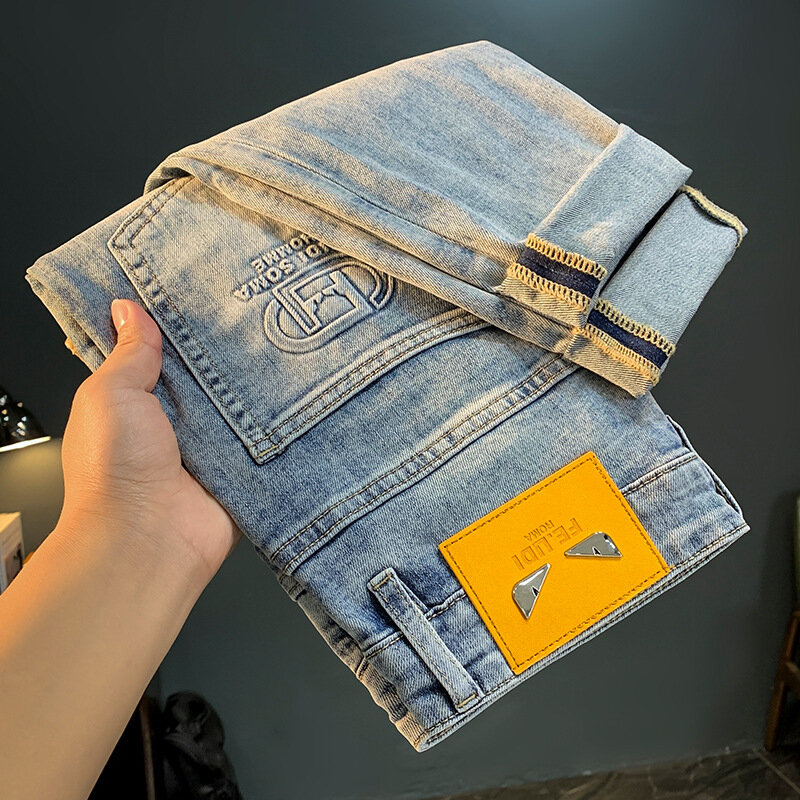 High-End erschwing liche Luxus jeans Herrenmode Persönlichkeit geprägt Tapered Fashion Elastic2024new vielseitige kurze Hosen