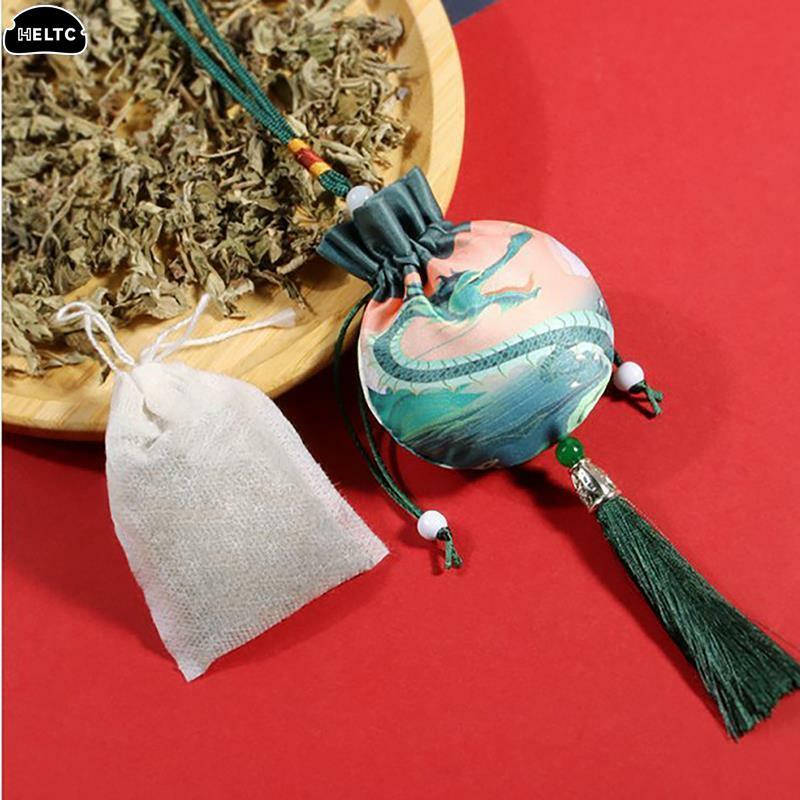Estilo chinês borla flor bordada sachê, antigo Drawstring Gift Bag, Dragon Boat Festival Perfume Bag, alta qualidade, 1Pc