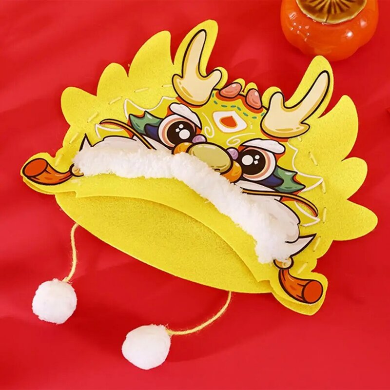 子供のための中国のzodiacドラゴンヘッドハットキット、DIY帽子、伝統的な素材、手作り、春のフェスティバル、新年の贈り物