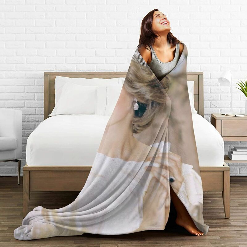 مفرش سرير من الفانيلا بتصميم مطبوع ، غطاء متين ناعم ، الأميرة ديانا سيدة ، بطانية رمي ، غطاء سرير أريكة ، تخييم شتوي