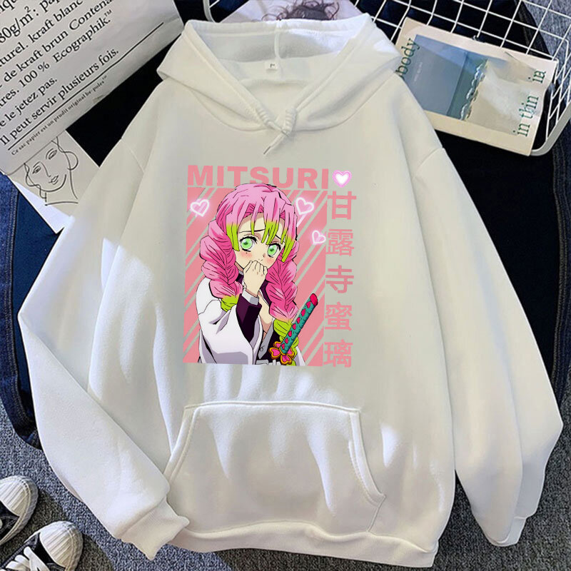 Neue Anime Kanroji Mitsuri Print Hoodie Sweatshirts Männer Frauen Kapuze Pullover Unisex Langarm Hoodie Tops Paar Hoodies
