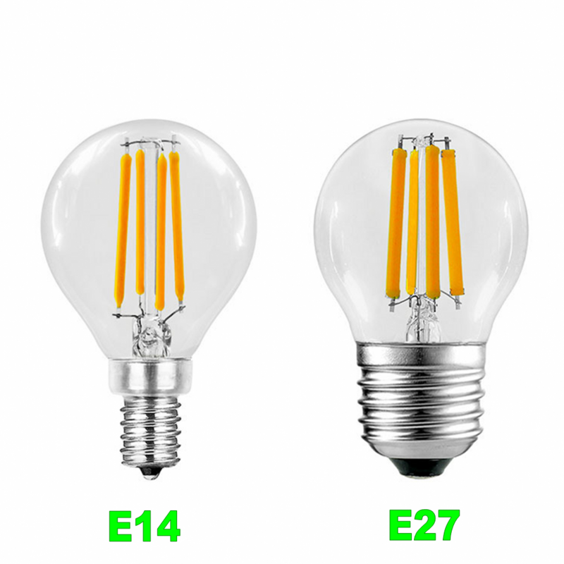 G45 Lâmpadas de vidro LED, Lâmpada LED transparente, Globo Bola Luz, Lâmpada economizadora de energia, Filamento branco quente e frio, 220V, 4W, 6W, 12W, E27, E14, 10PCs