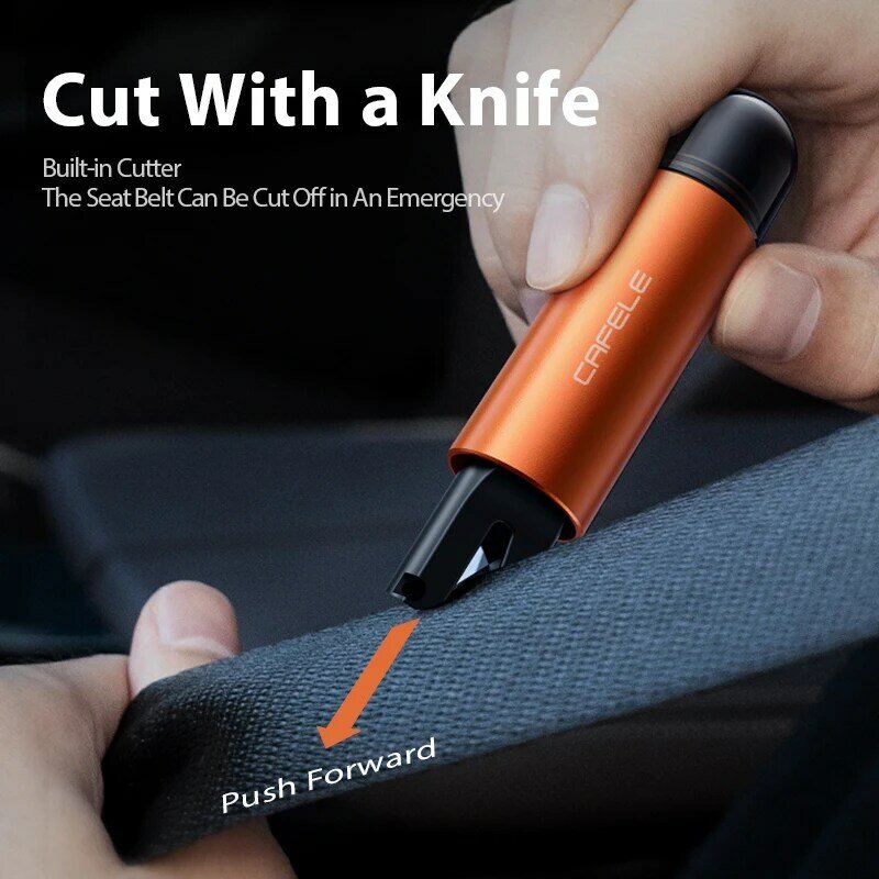 CAFELE palu keamanan mobil, alat pelindung terik matahari darurat mobil fungsi ganda pemotong sabuk pengaman jendela kaca kualitas tinggi
