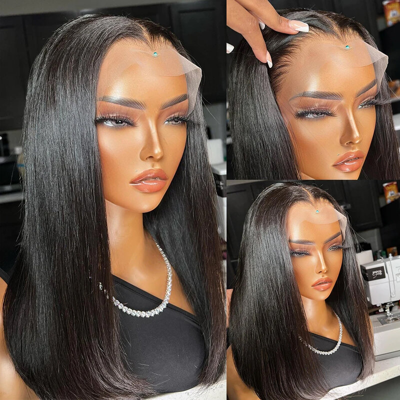 Short Bob Lace Brazilian Straight Wig 13x4 4x4 Lace Bob Lace Human Hair Wigs Remy Lace Front Wigs for Black Women Pre Plucked
