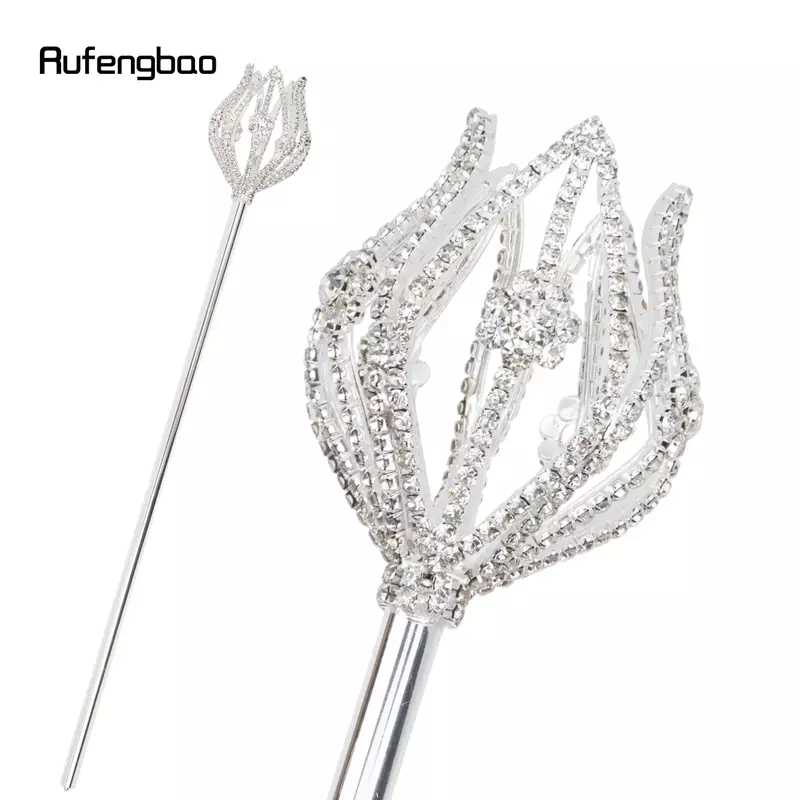 Silver White Alloy Fairy Wands for Girl Princess Wands for Kids Angel Wand for Party Cosplay Costume Wedding Birthday Party 49cm
