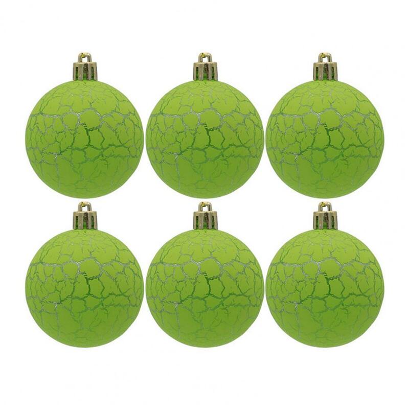 Bolas de Navidad de 6 piezas, 6cm, colgante de grietas, fácil de colgar, adornos de plástico para fiestas