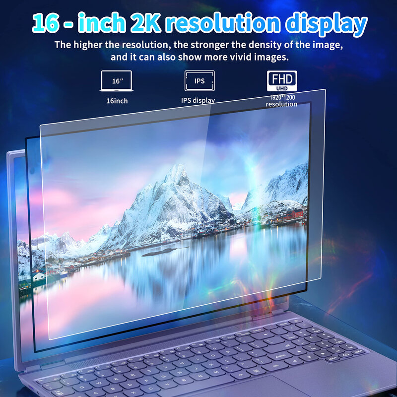 CRELANDER 16형 비즈니스 노트북 IPS 화면 인텔 셀러론 N5095 12GB RAM 쿼드 코어 Bluetooth 5.0 노트북