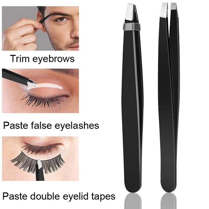 Tweezers For Eyebrows Black for FACIAL Hair Tweezers Stainless Steel For Women