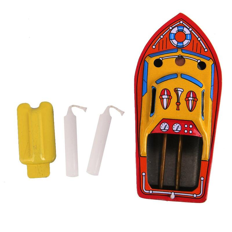 Bote de vapor con vela coleccionable para niños, Estilo Vintage juguete de hojalata, barco POP flotante, juguete de agua, regalo novedoso, 1 ud.