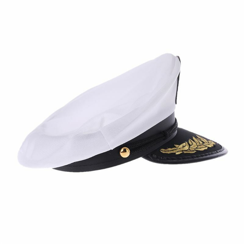 Y1UB White Adult Yacht Boat Captain Navy Cap Cosplay Dress Hat