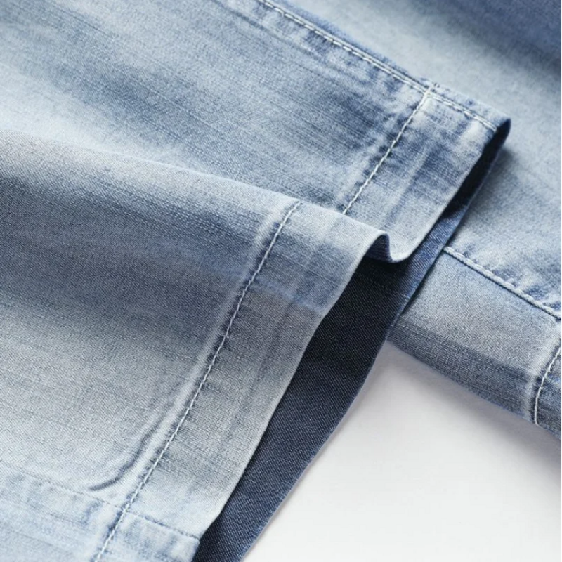 2023 Primavera/Verão Novo Design Personalizado Gradiente Jeans Solto Fit Versátil Calças Perna Reta Tendência