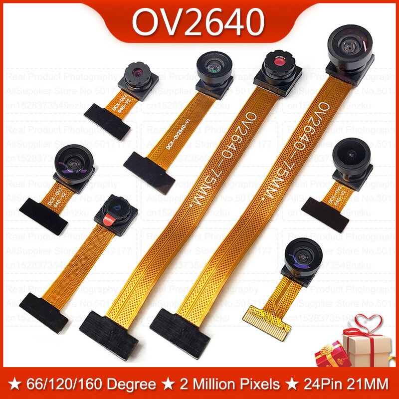 OV2640 Módulo de câmera para ESP32 CAM, 2MP, 222, 200, 180, 66, 120, 160 graus, 650nm, 850nm, visão noturna, DVP, 24PIN, 0,5mm, Novo