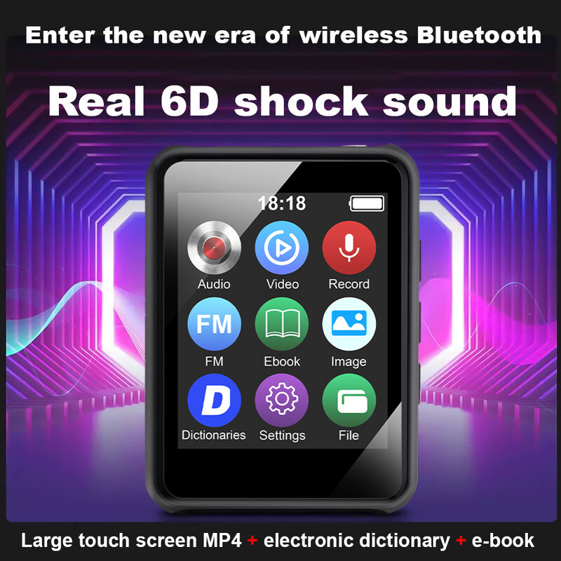 Mini reproductor de música MP3 portátil, altavoz estéreo Bluetooth, reproducción de vídeo MP4 deportivo con Radio FM, grabación de E-Book para Walkman, nuevo