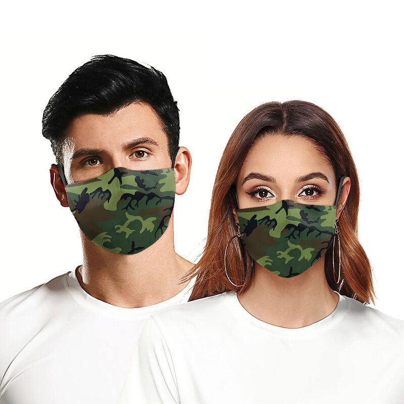 Mascarilla facial de 2 capas para hombre y mujer, máscara lavable de Color sólido, antipolvo, con flores, reutilizable