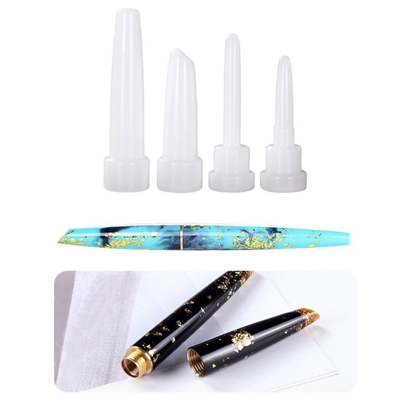 E0BF Handmade Fountain Pen Epoxy Casting Mold Cylinder Pen Shape Silicone Mould DIY