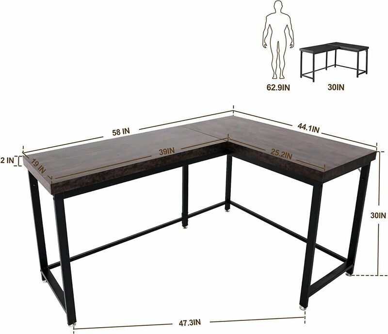 L-Shaped Computer Desk Corner Writing Table Workstation for Small Space