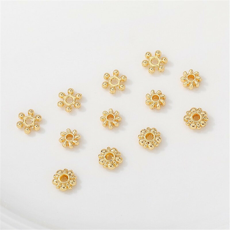 14K Gold-plated Snowflake Partition Plum Blossom manik-manik tersebar buatan tangan DIY gelang kalung bahan perhiasan aksesoris