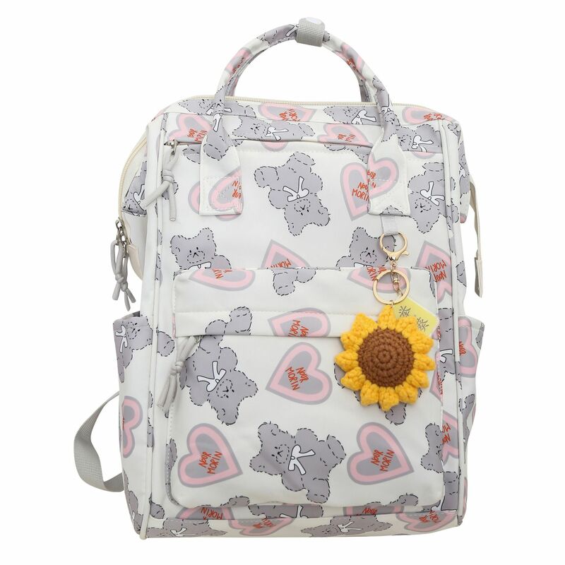 Korean Style Fashion Bear Printing School Backpack for Girls Fashion Bookbag for Women Large Capacity Handbag Rucksack