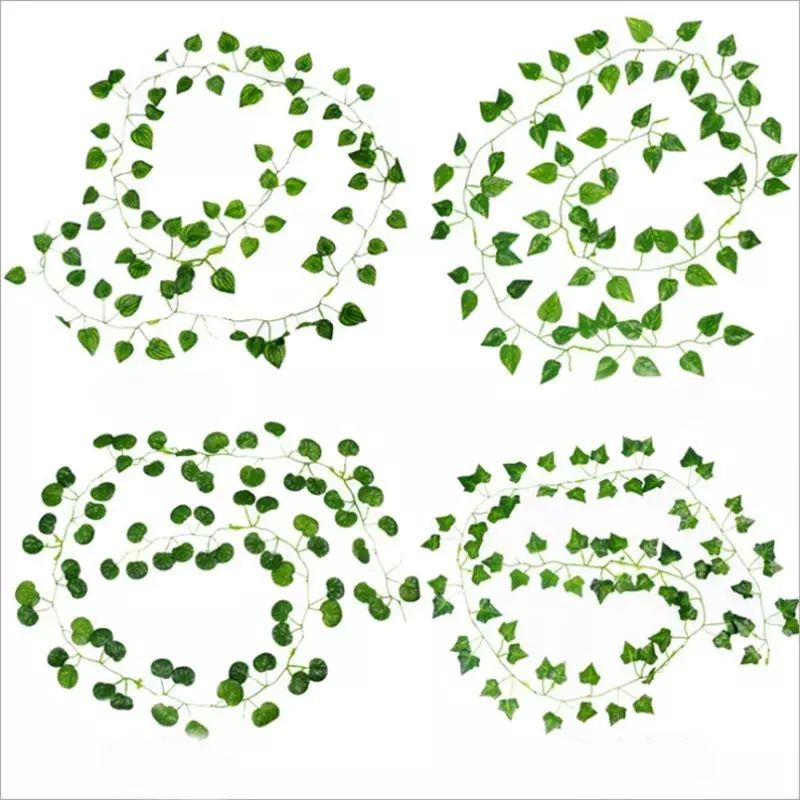 Зеленые шелковые искусственные подвесные рождественские искусственные листья виноградной лозы, 1 шт., 210 см, украшение для дома, свадьбы, вечеринки, ванной комнаты, сада