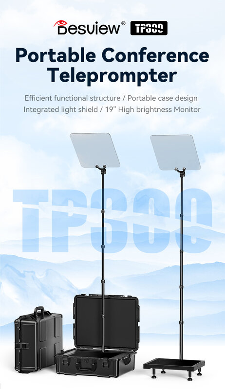 Desview TP300 Teleprompter portatile per conferenze Teleprompter da 19 pollici per lo Streaming Live di interviste