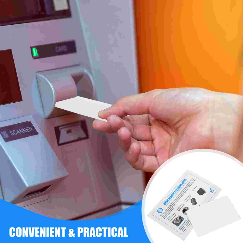 10 Pcs White Out Card Reader Cleaners Detergent Reusable Credit Machine Pvc Dual Side Cleaning for Pos Terminal