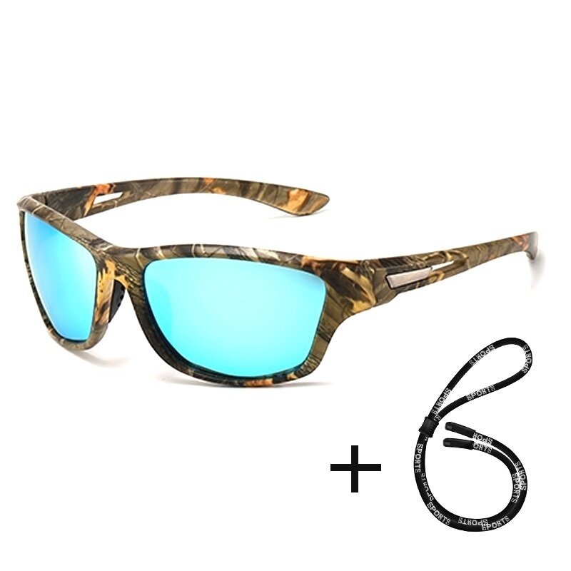 Kacamata Hitam Memancing Terpolarisasi Pria dengan Rantai Kacamata untuk Pria Wanita Kacamata Hitam Hiking Berkendara Kacamata Memancing Antisilau UV400