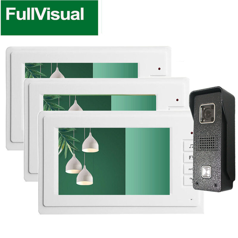 Fullvisual Home Intercom System Wired Video Door Phone Bell with Camera IR Leds 7 Inch  Monitor +Outdoor Panel 1200TVL  Unlock